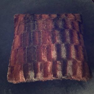 West Elm pillow faux fur 18” burgundy and black